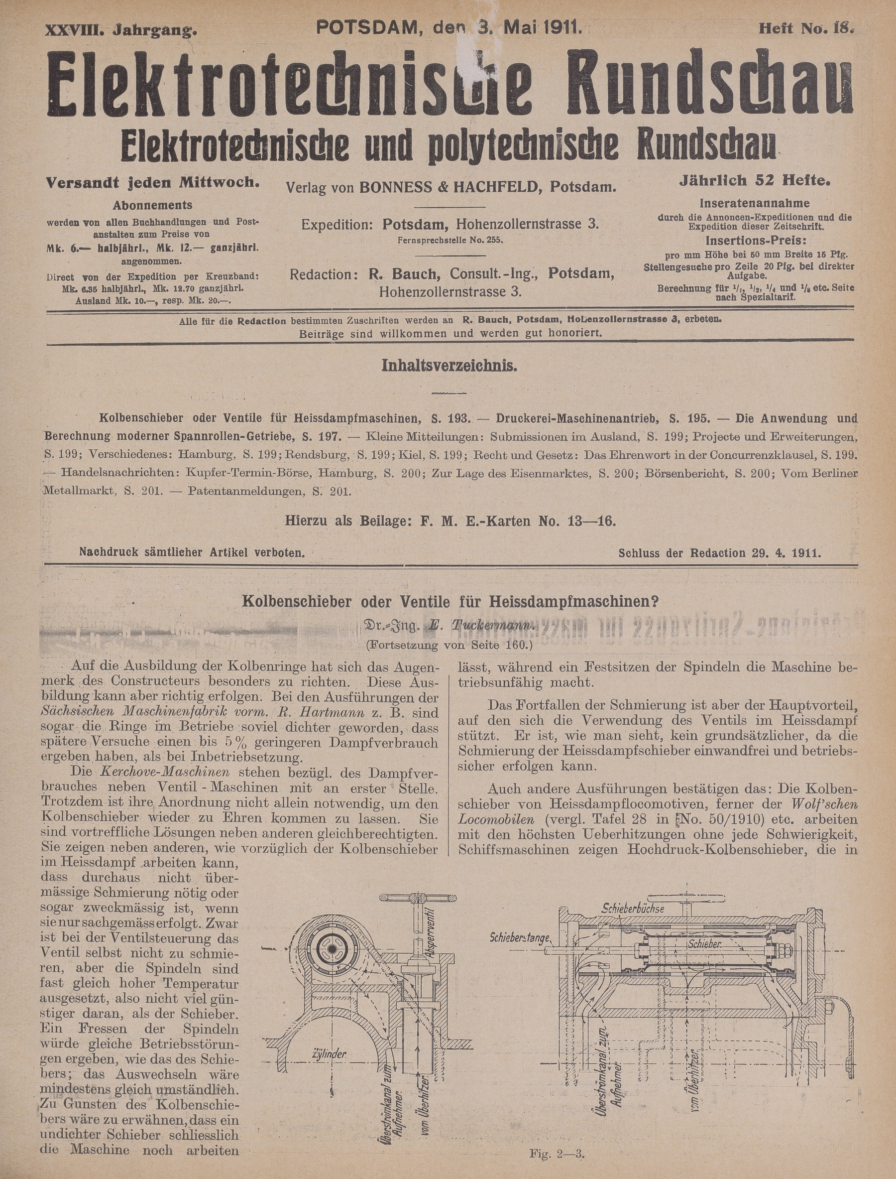 Elektrotechnische Rundschau : Elektrotechnische und polytechnische Rundschau, XXVIII. Jahrgang, Heft No. 18