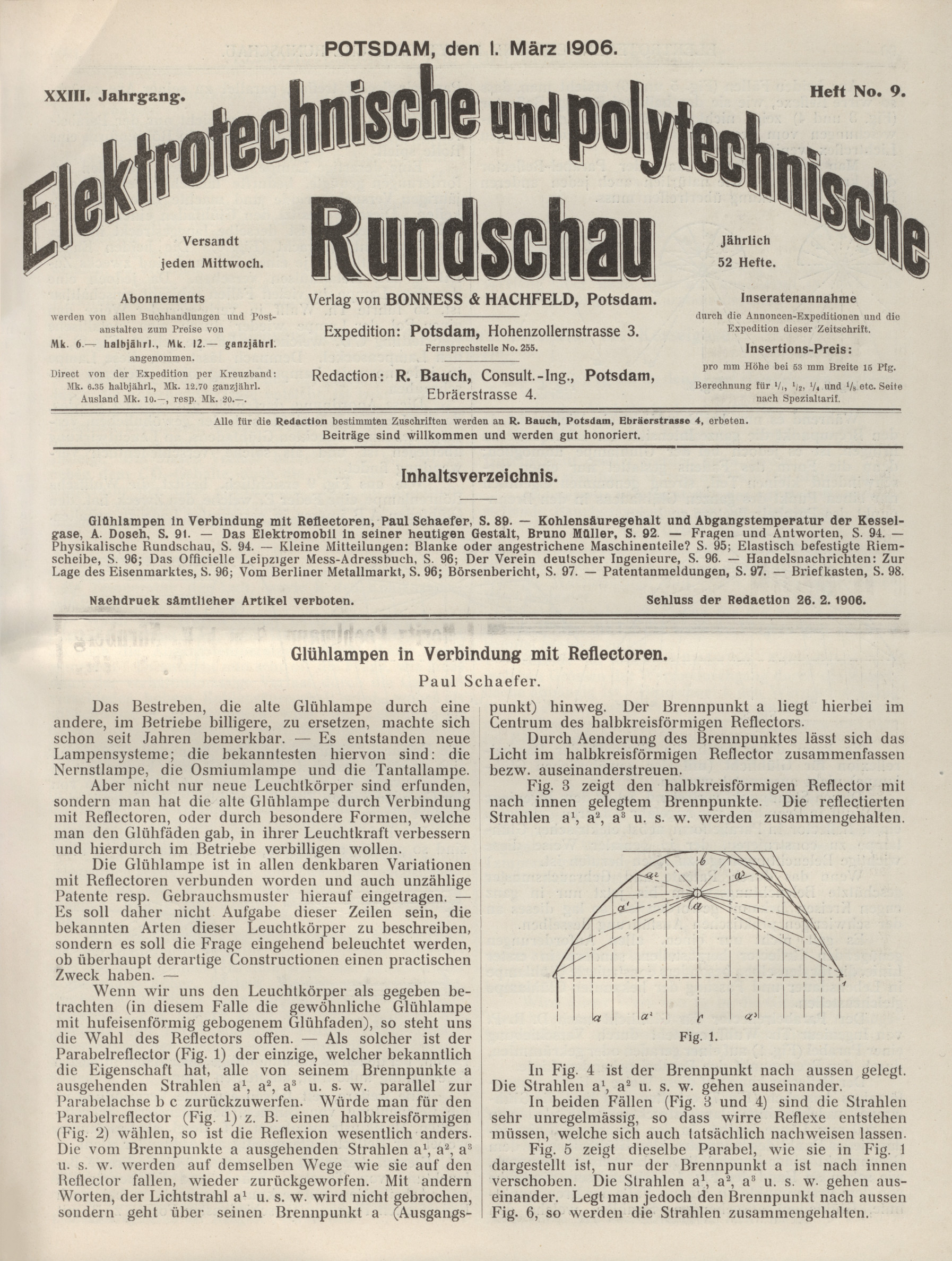 Elektrotechnische und polytechnische Rundschau, XXIII. Jahrgang, Heft No. 9