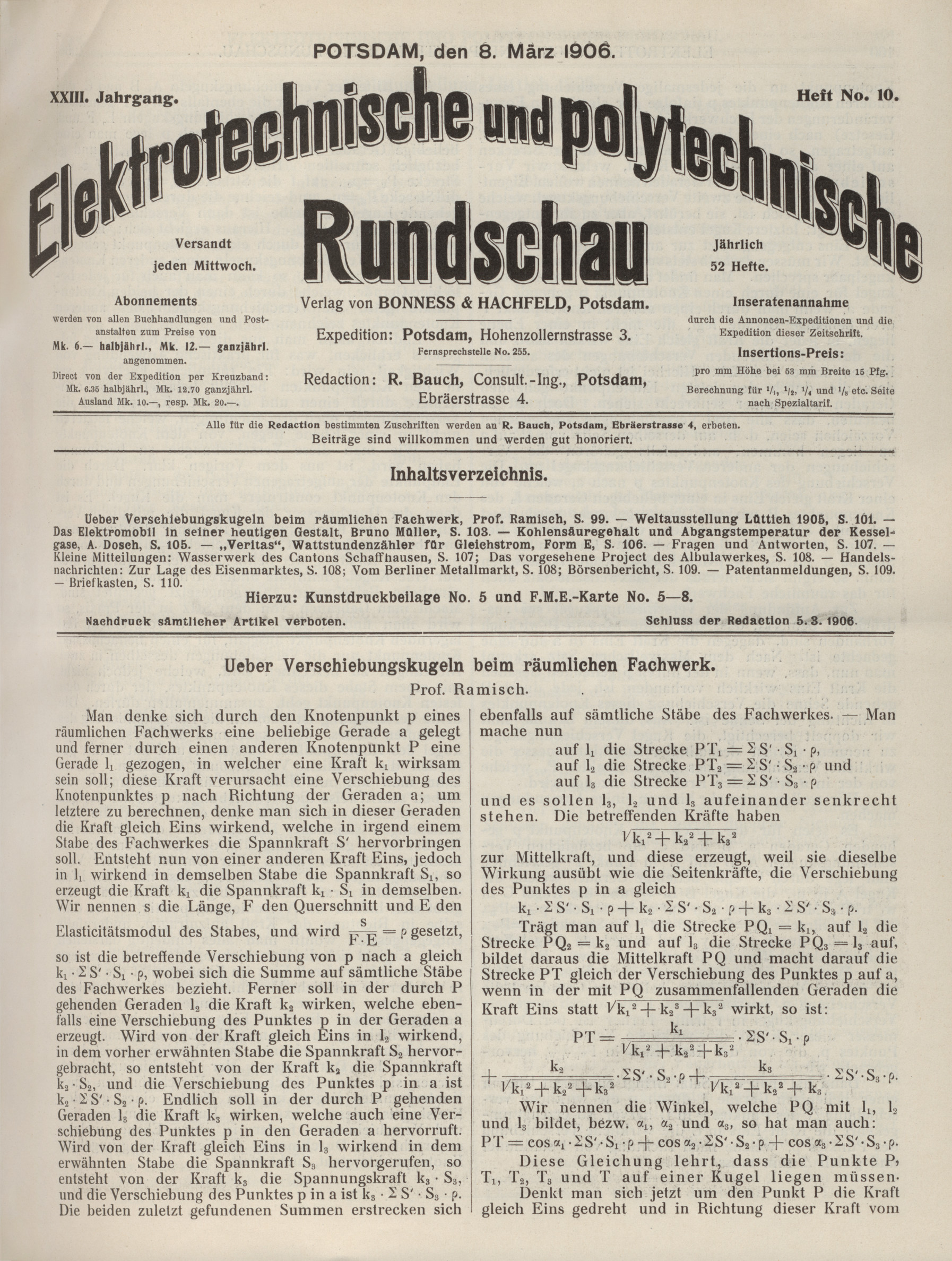 Elektrotechnische und polytechnische Rundschau, XXIII. Jahrgang, Heft No. 10