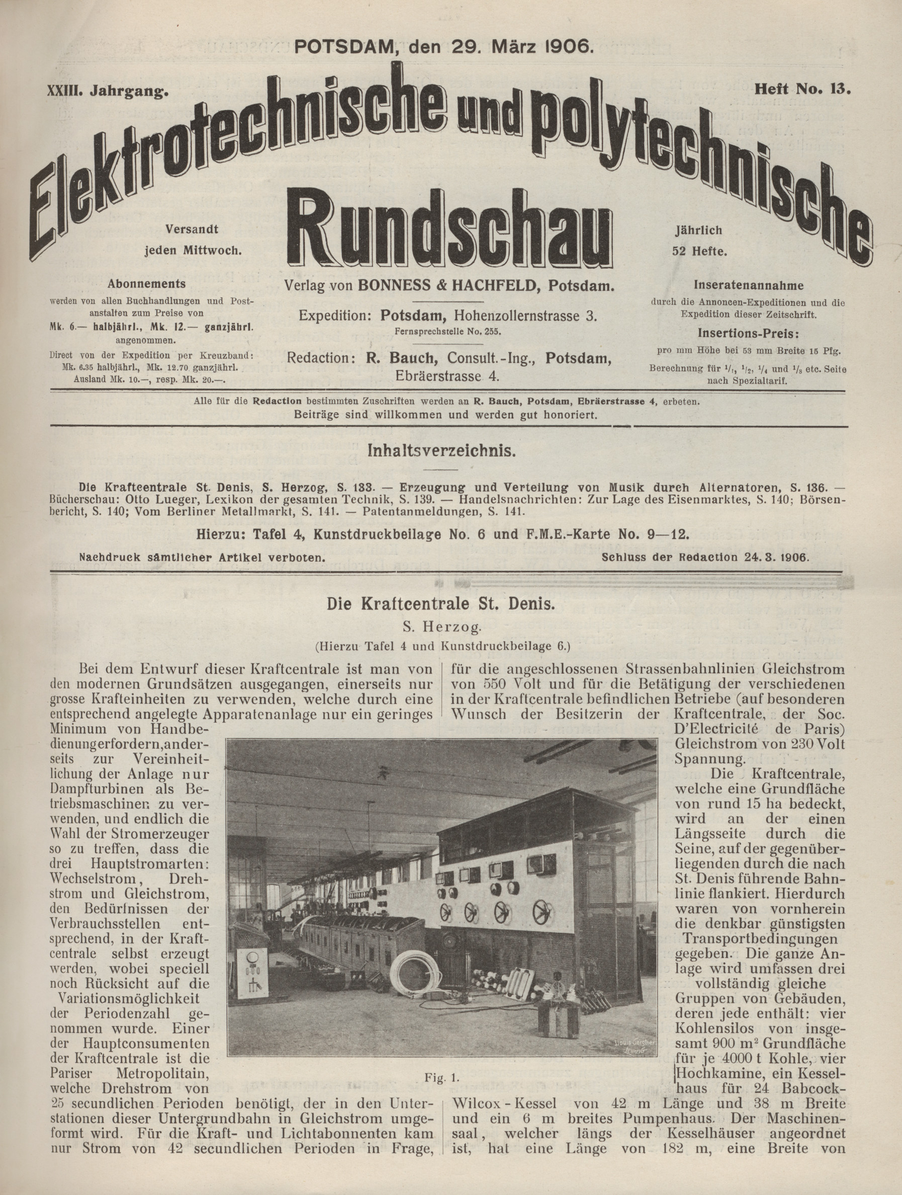 Elektrotechnische und polytechnische Rundschau, XXIII. Jahrgang, Heft No. 13
