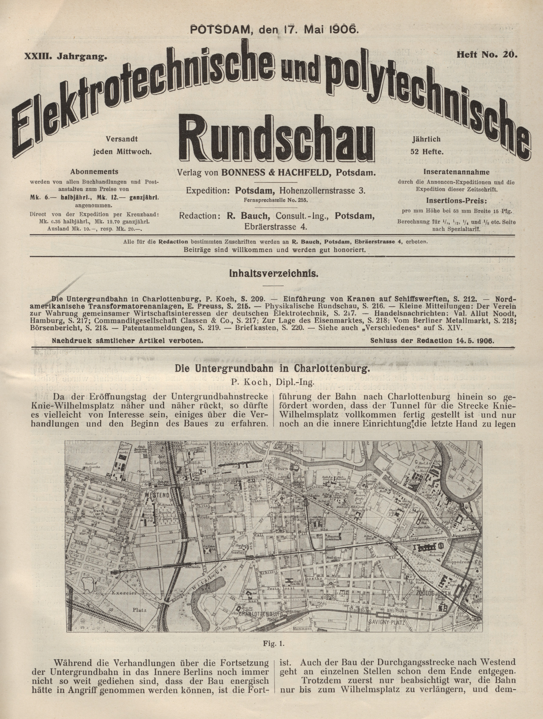 Elektrotechnische und polytechnische Rundschau, XXIII. Jahrgang, Heft No. 20