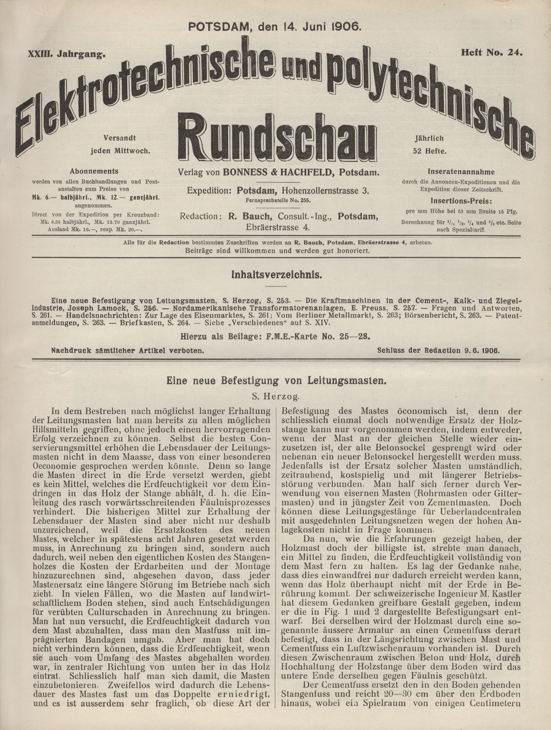 Elektrotechnische und polytechnische Rundschau, XXIII. Jahrgang, Heft No. 24