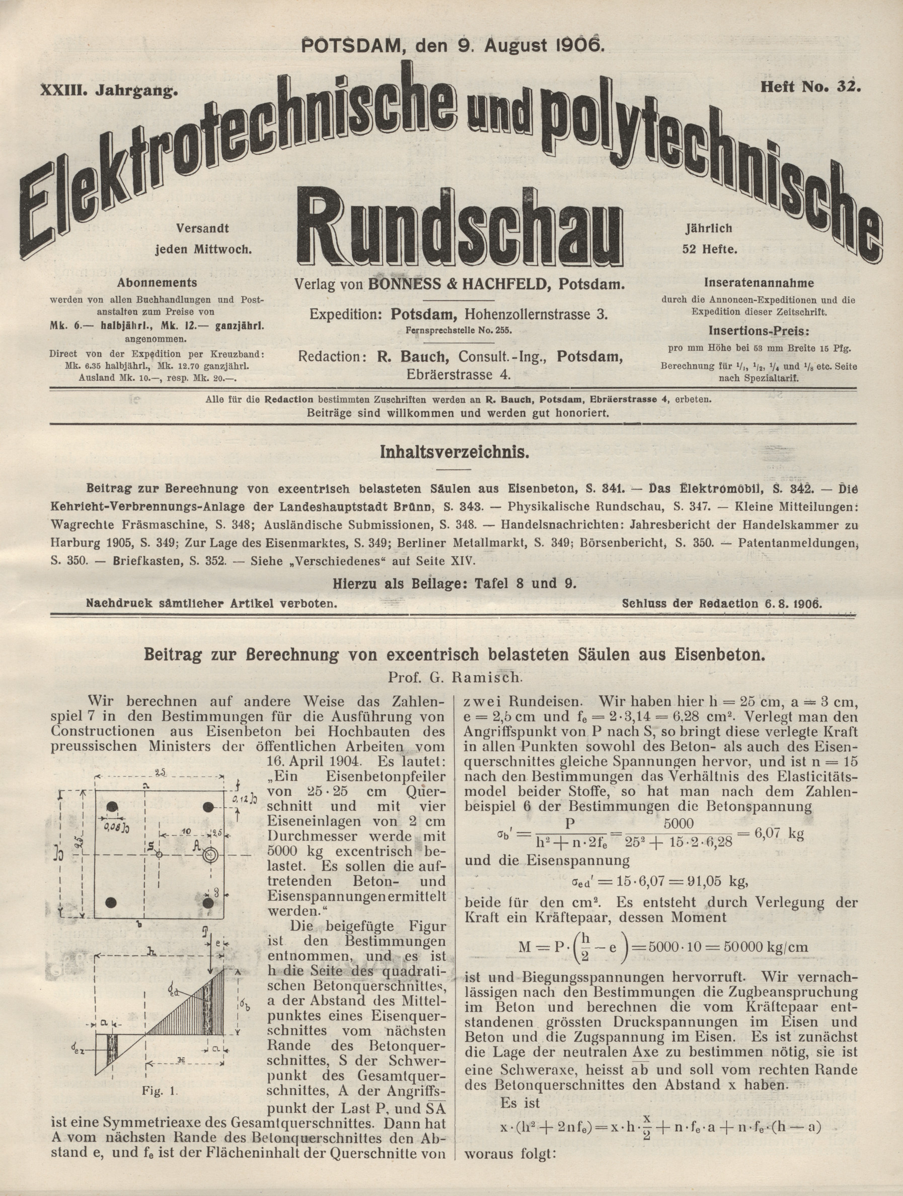 Elektrotechnische und polytechnische Rundschau, XXIII. Jahrgang, Heft No. 32