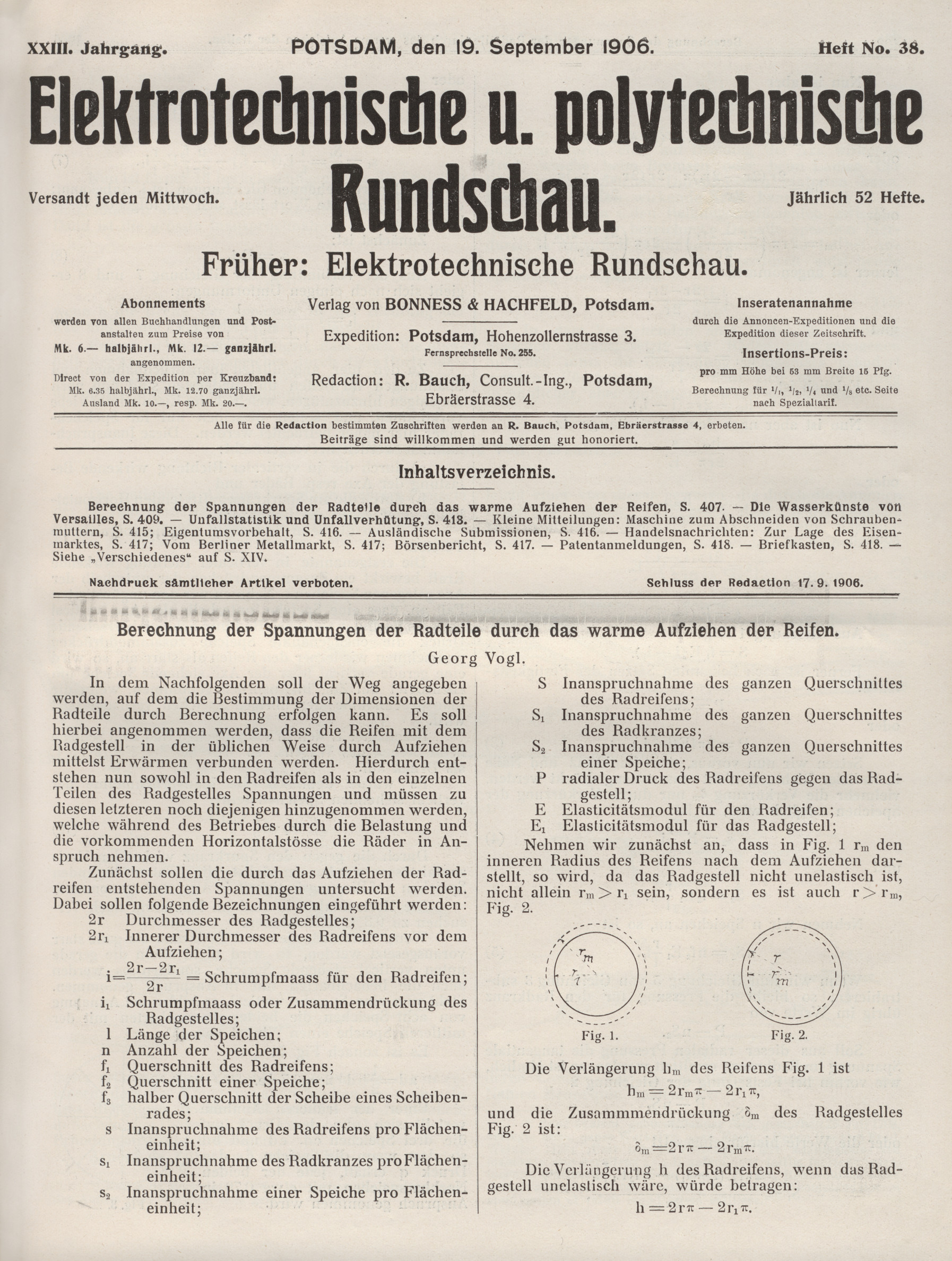 Elektrotechnische und polytechnische Rundschau, XXIII. Jahrgang, Heft No. 38