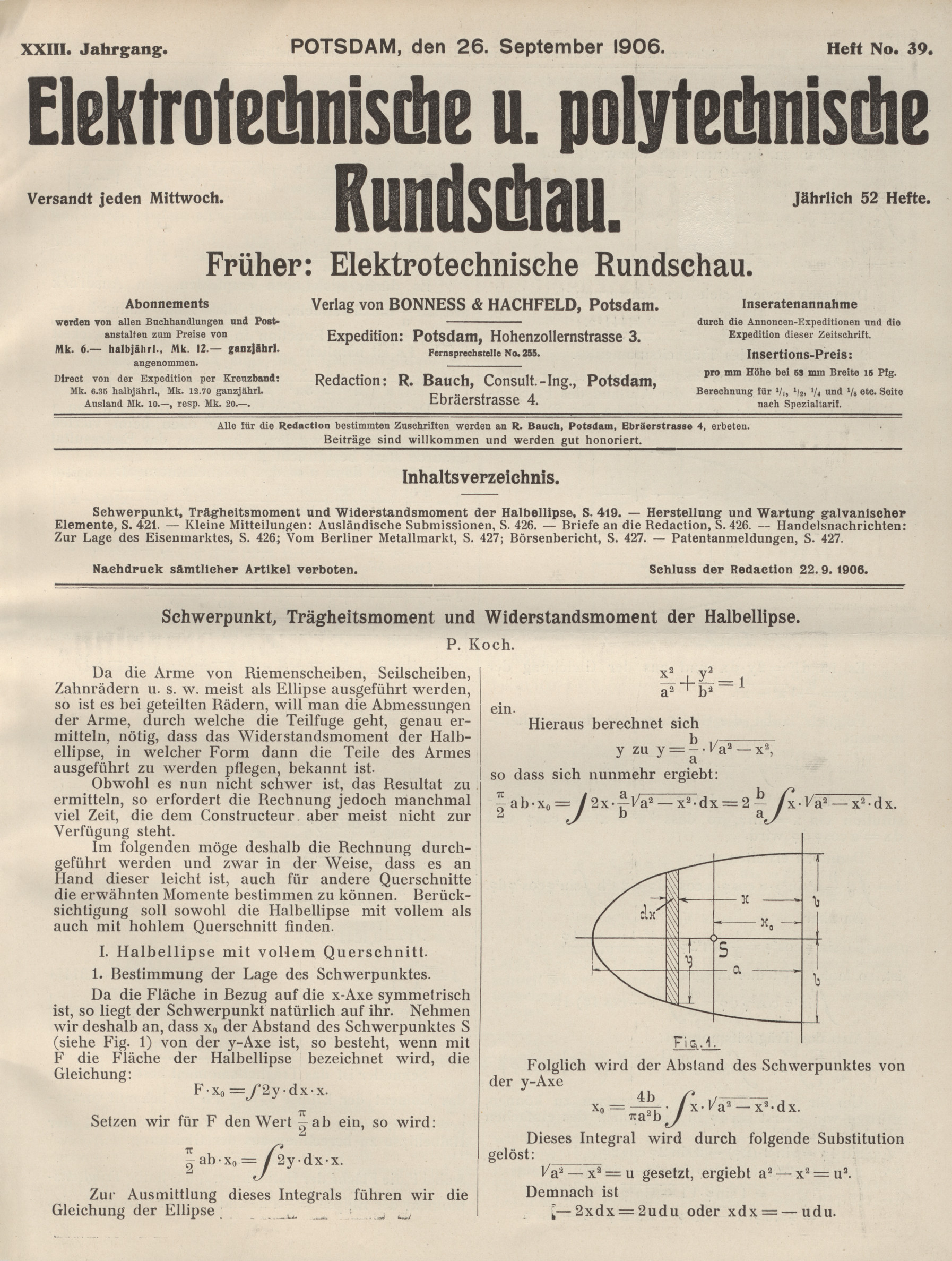 Elektrotechnische und polytechnische Rundschau, XXIII. Jahrgang, Heft No. 39
