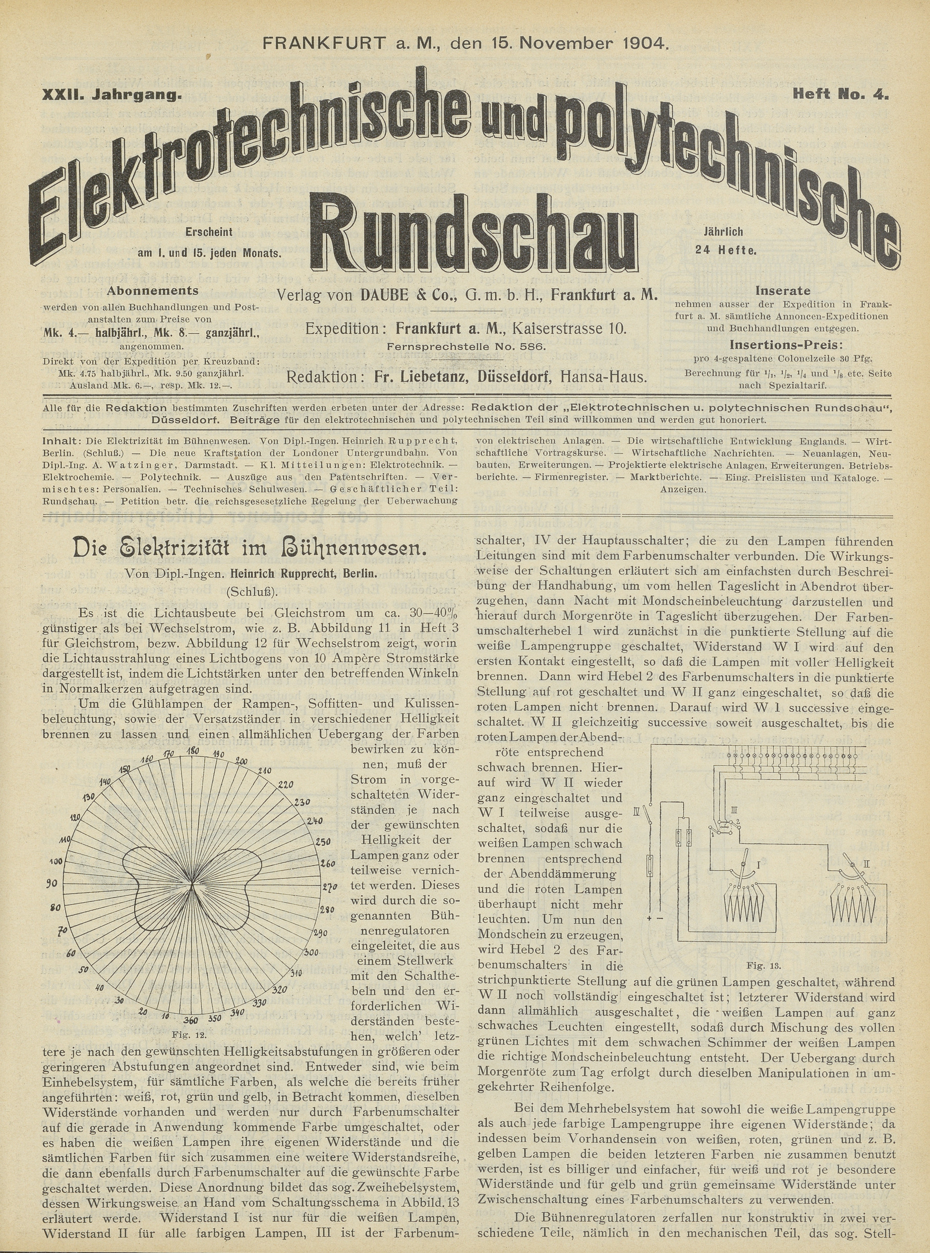 Elektrotechnische und polytechnische Rundschau, XXII. Jahrgang, Heft No. 4