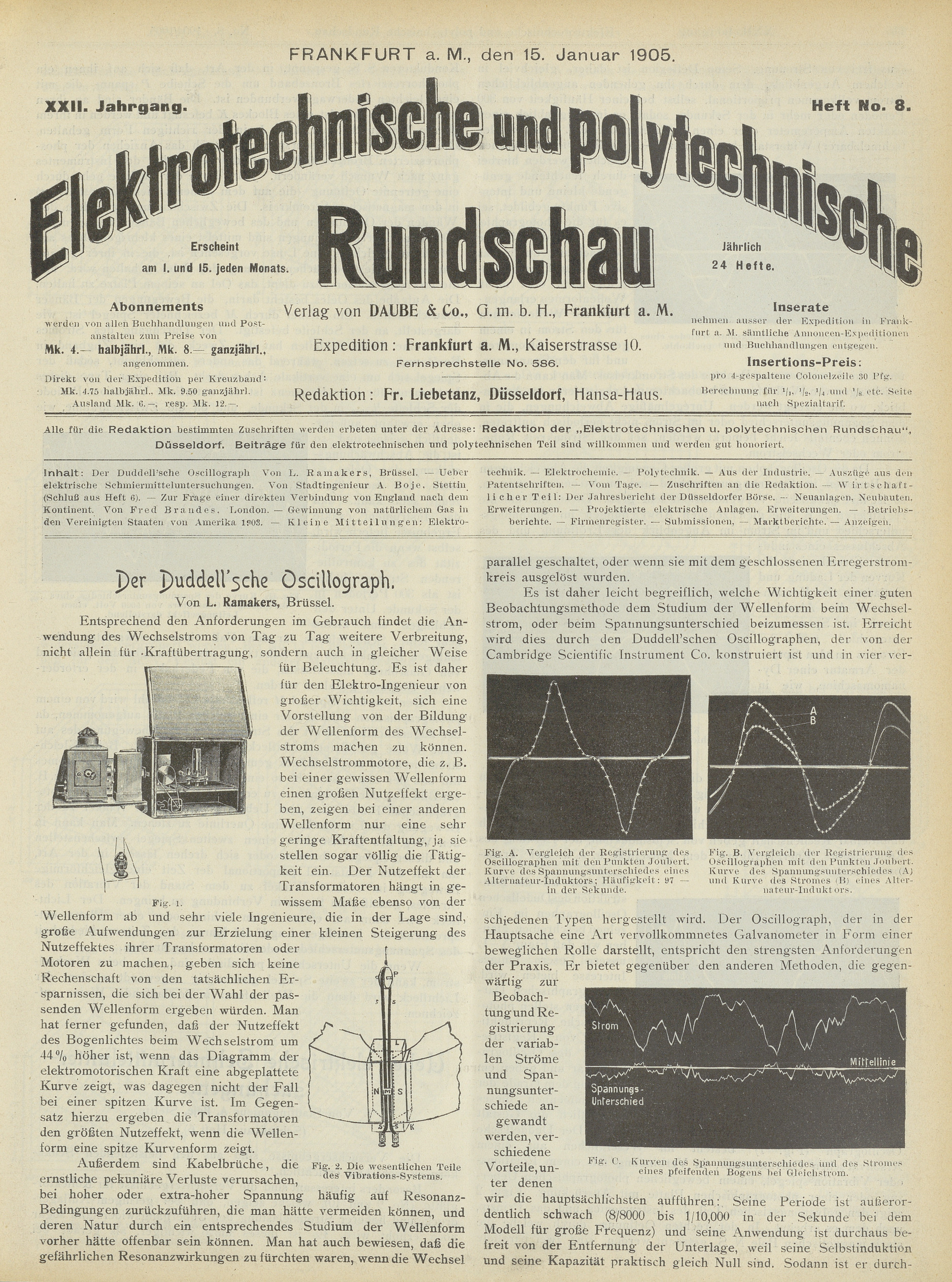 Elektrotechnische und polytechnische Rundschau, XXII. Jahrgang, Heft No. 8