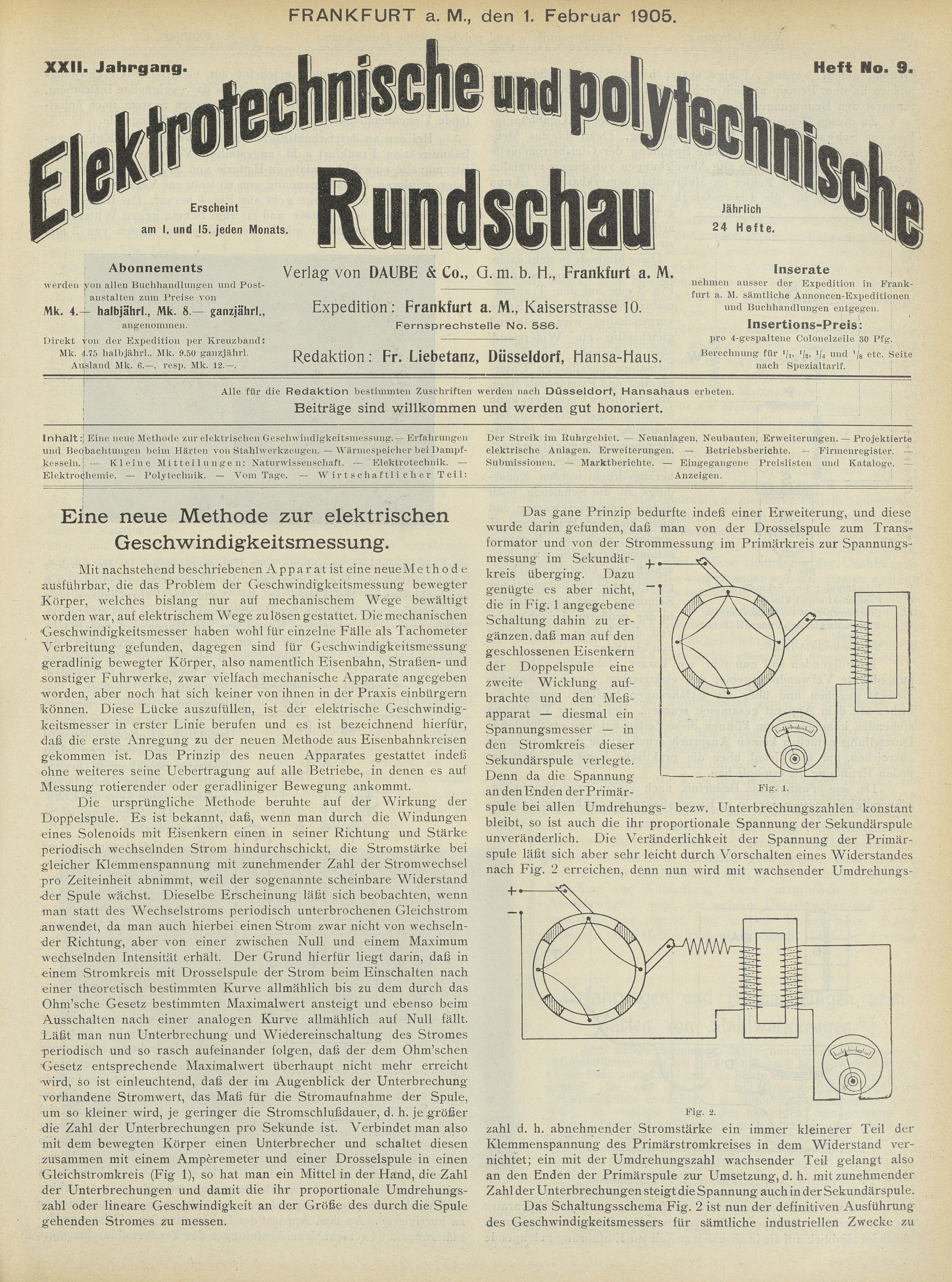 Elektrotechnische und polytechnische Rundschau, XXII. Jahrgang, Heft No. 9