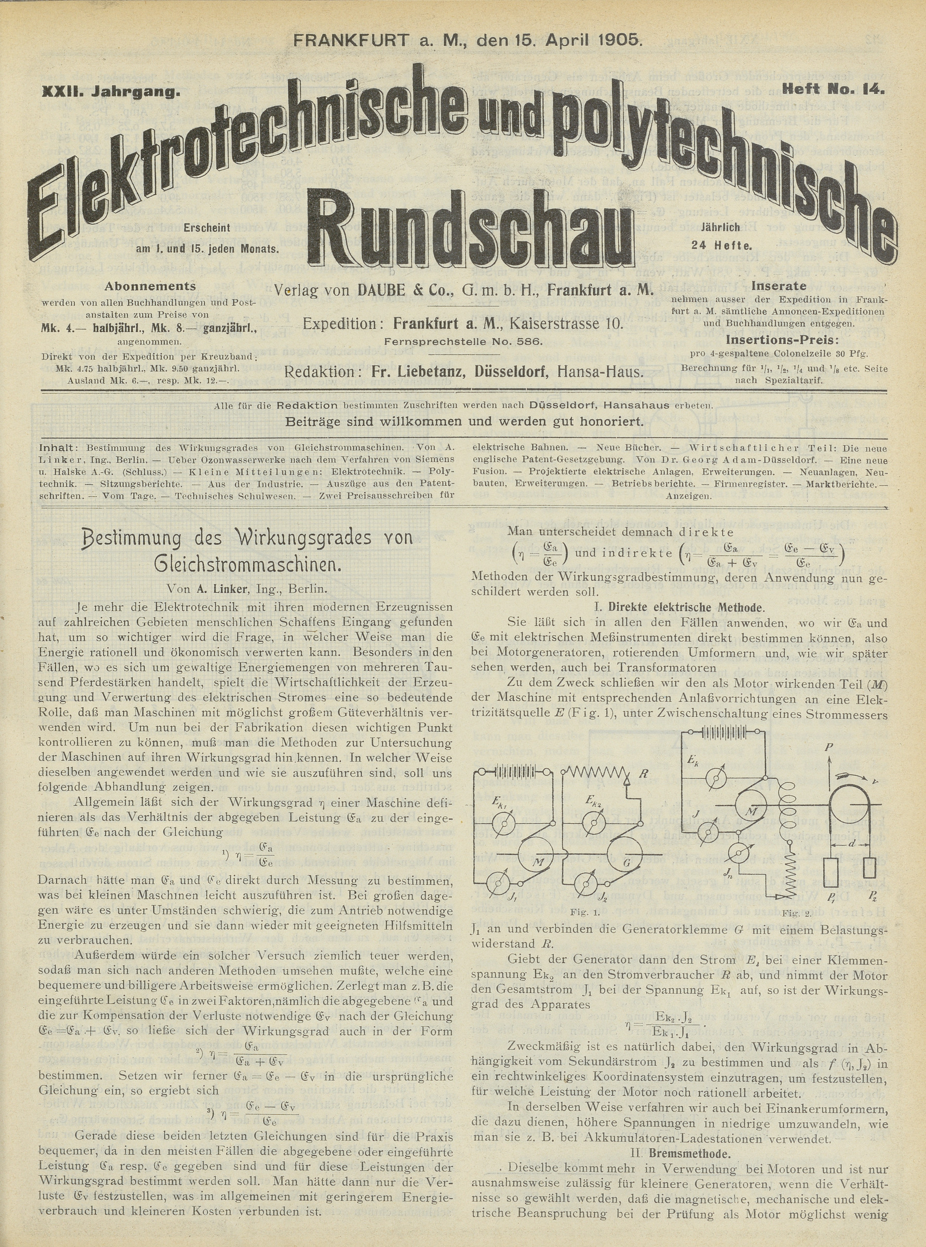 Elektrotechnische und polytechnische Rundschau, XXII. Jahrgang, Heft No. 14