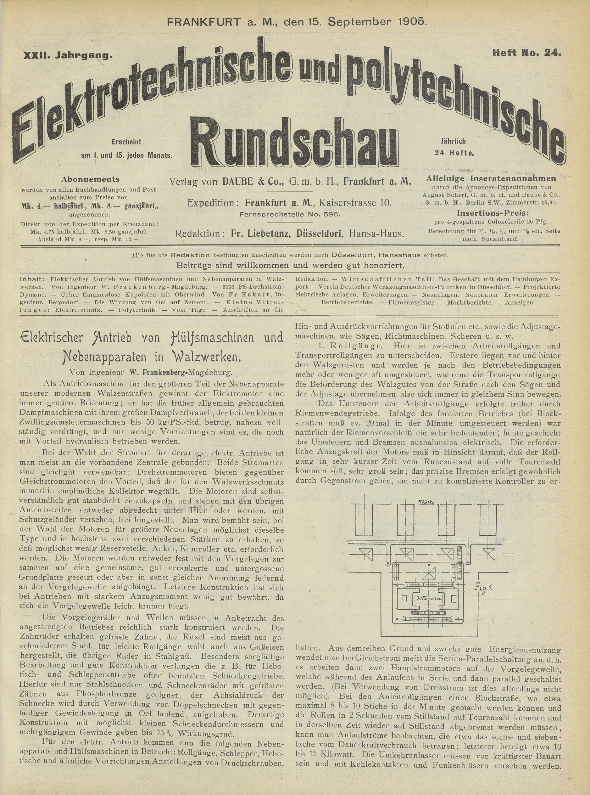 Elektrotechnische und polytechnische Rundschau, XXII. Jahrgang, Heft No. 24