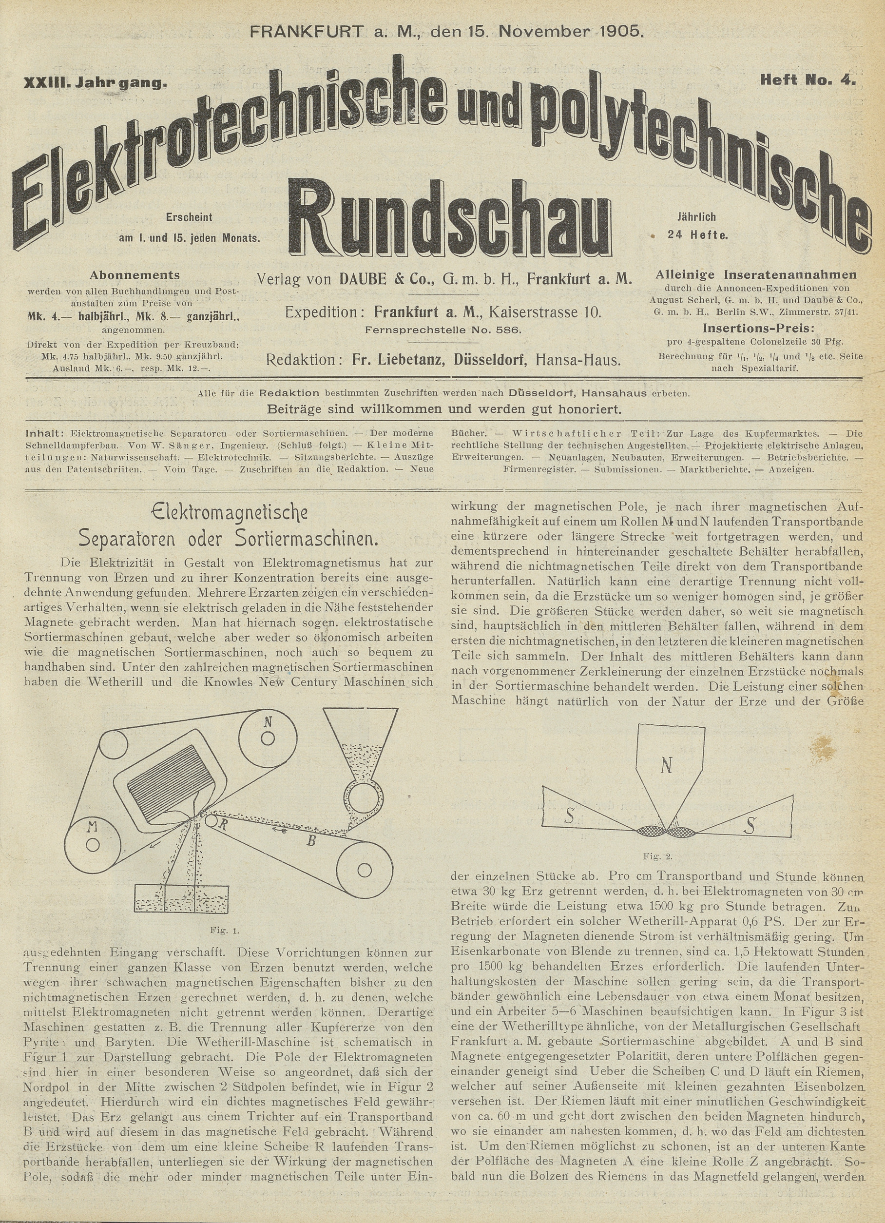 Elektrotechnische und polytechnische Rundschau, XXIII. Jahrgang, Heft No. 4