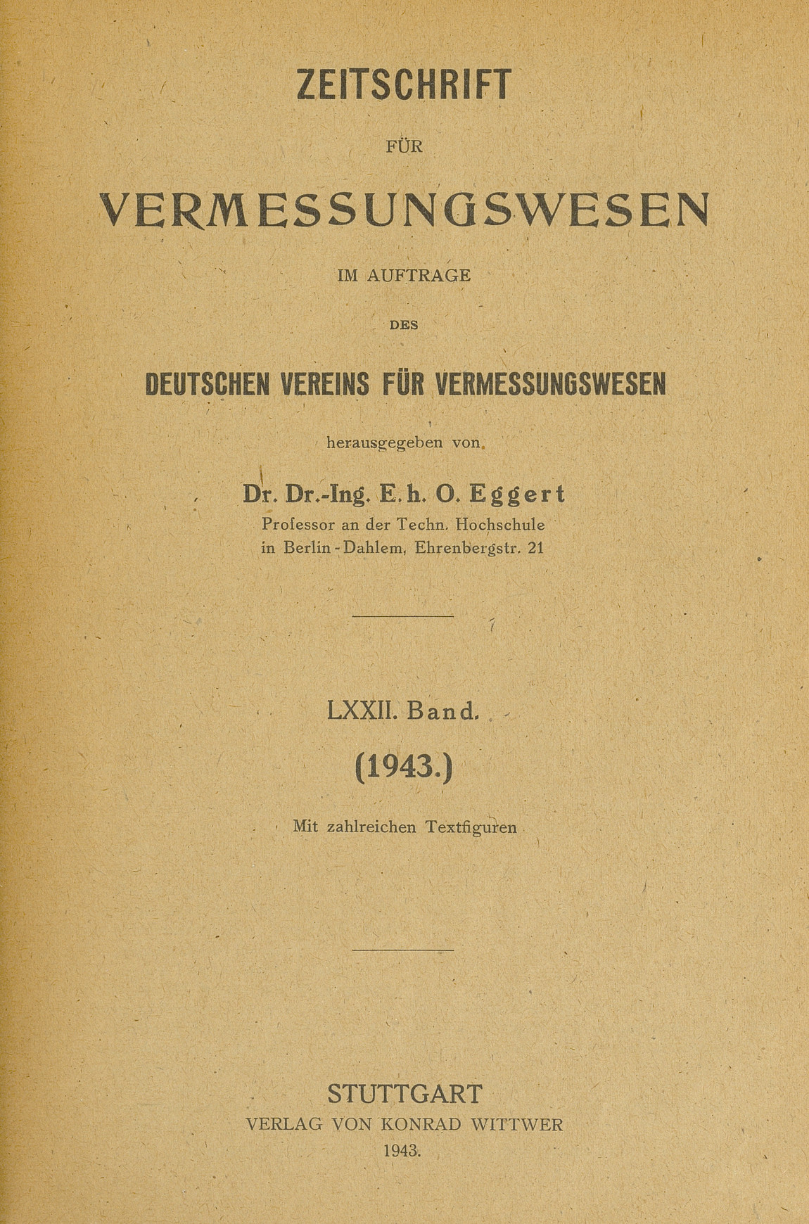 Zeitschrift für Vermessungswesen, 1943, Index