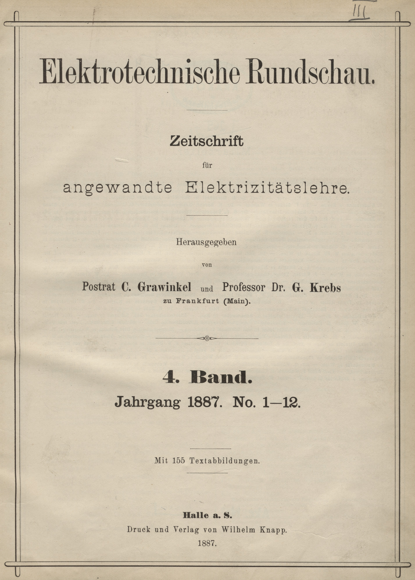Elektrotechnische Rundschau : Zeitschrift für angewandte Elektrizitätslehre, 1887, Index