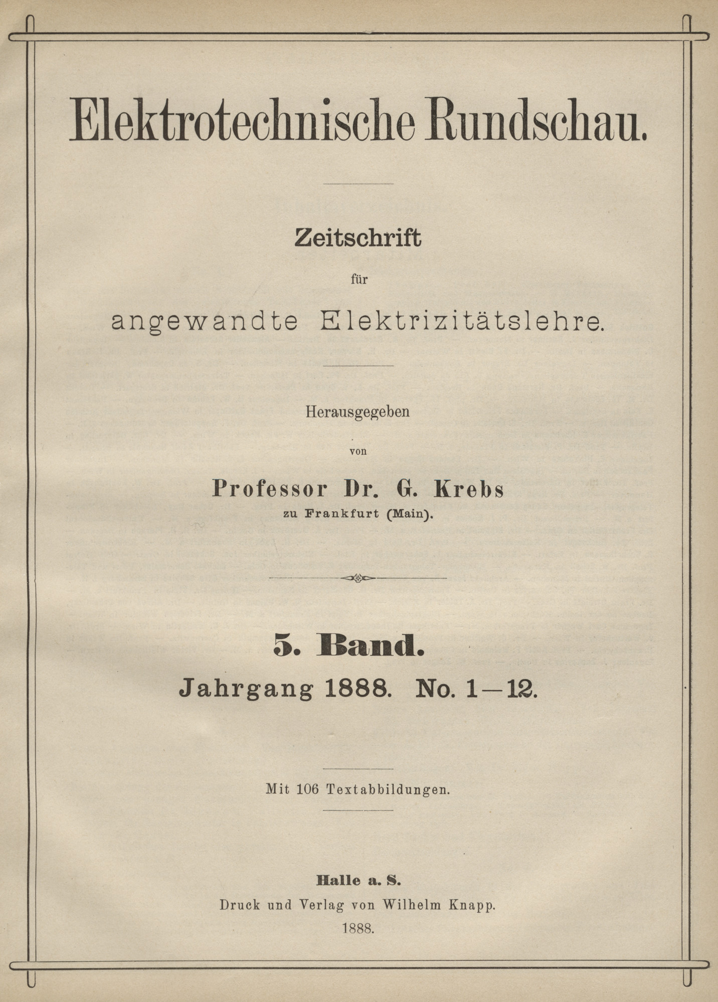 Elektrotechnische Rundschau : Zeitschrift für angewandte Elektrizitätslehre, 1888, Index