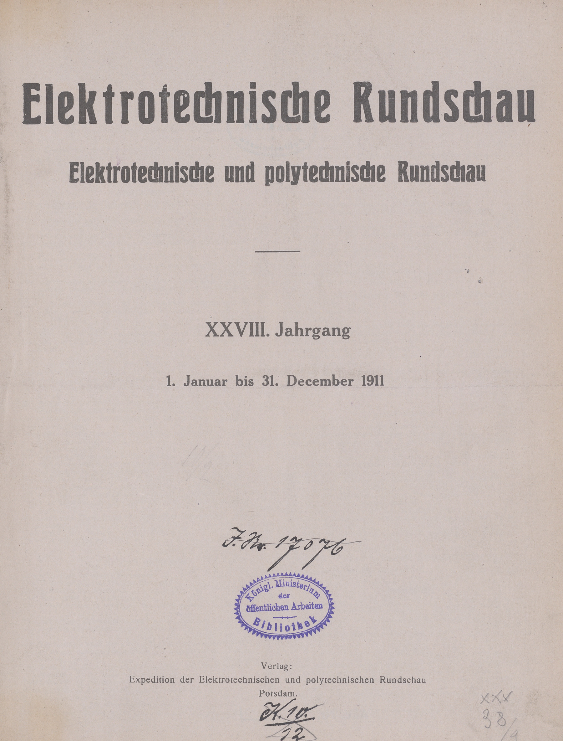 Elektrotechnische Rundschau : Elektrotechnische und polytechnische Rundschau, 1911, Index