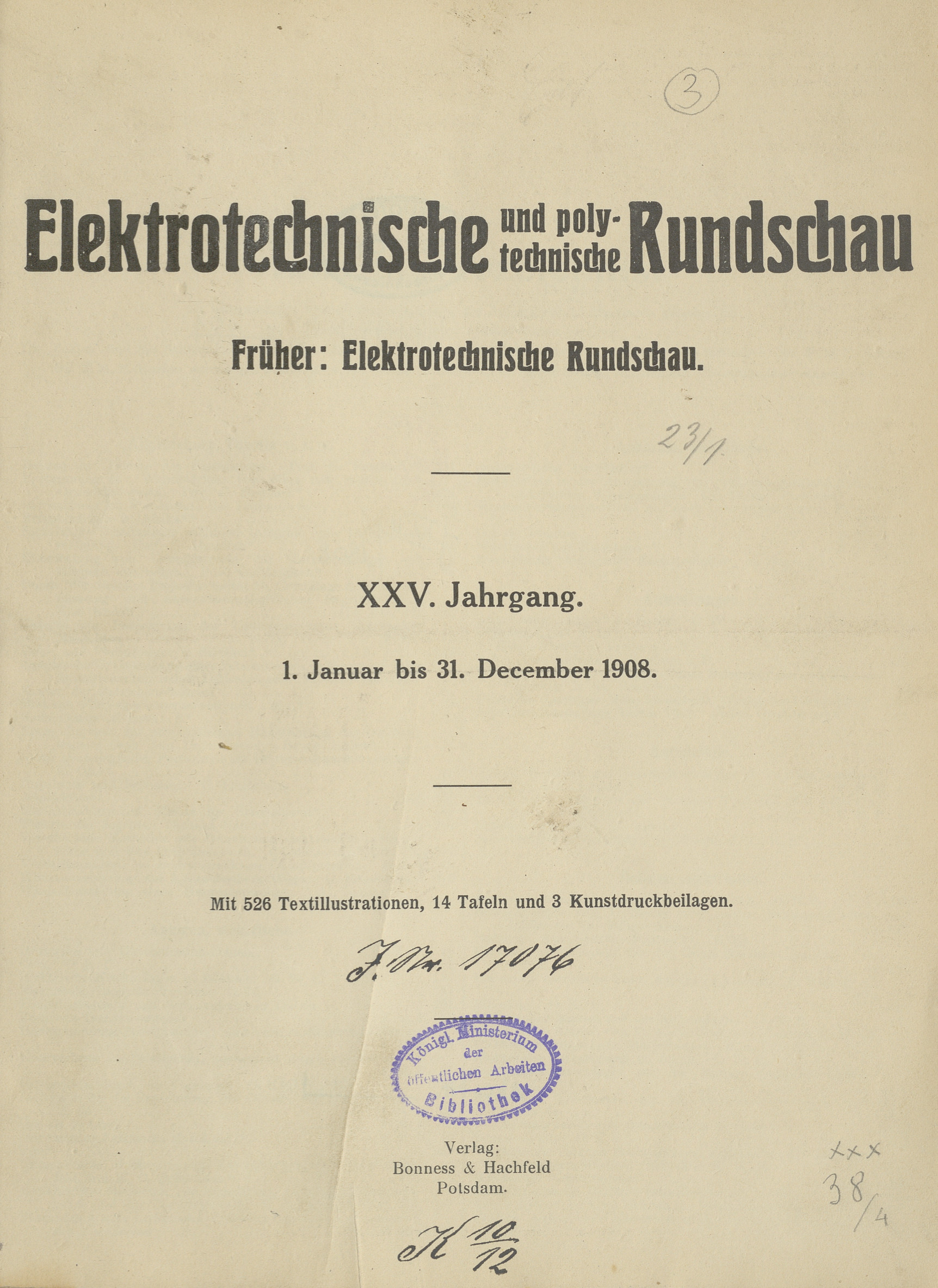 Elektrotechnische und polytechnische Rundschau, 1908,  Index