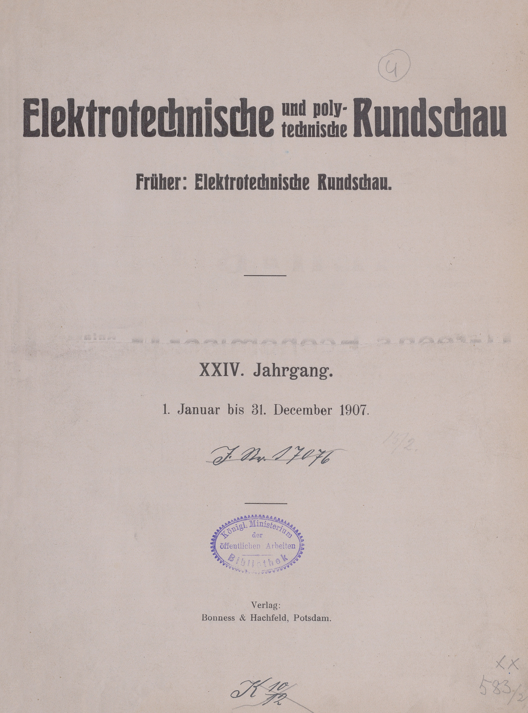 Elektrotechnische und polytechnische Rundschau, 1907, Index