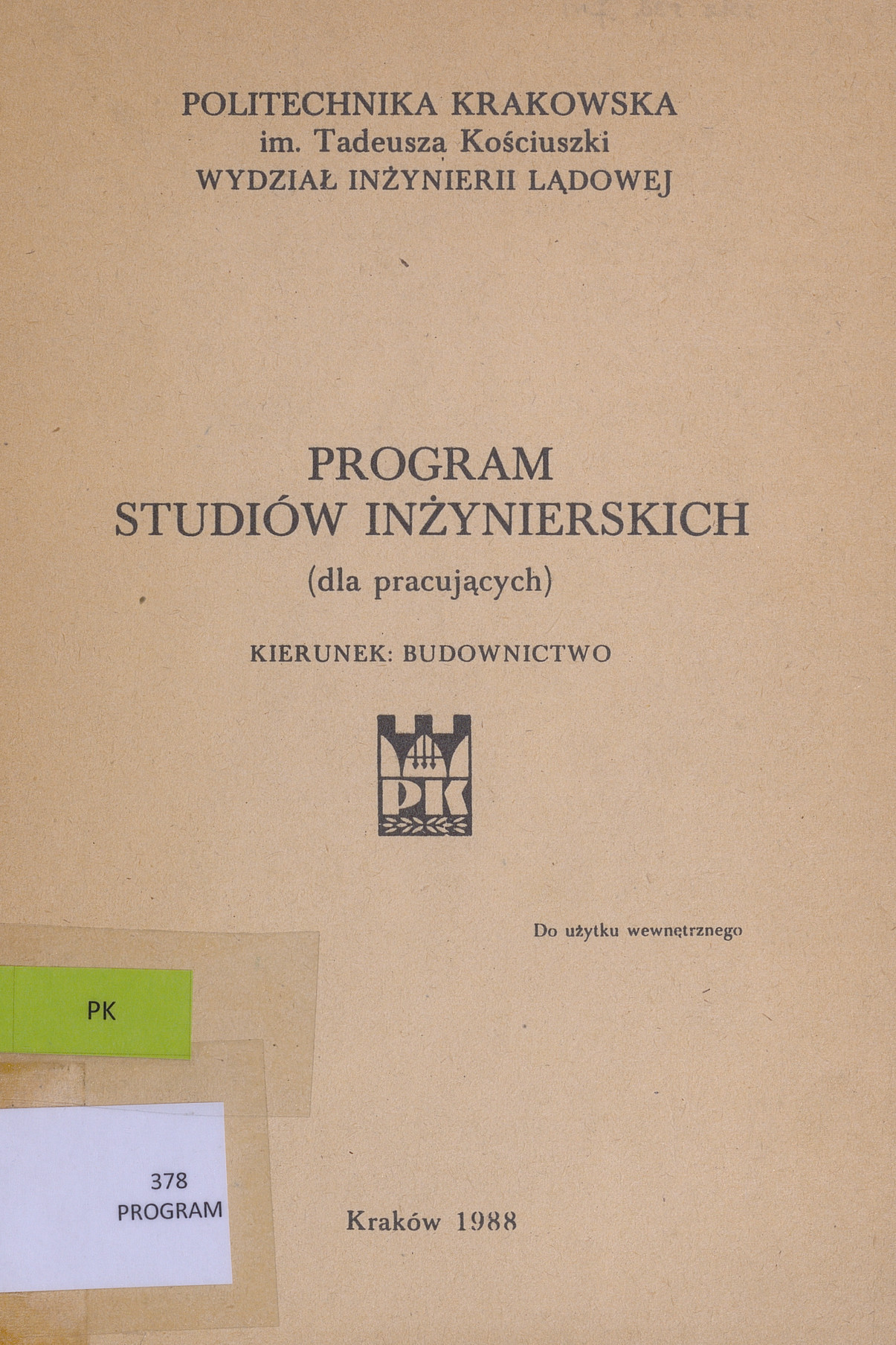 Program studiów inżynierskich (dla pracujących) : kierunek Budownictwo