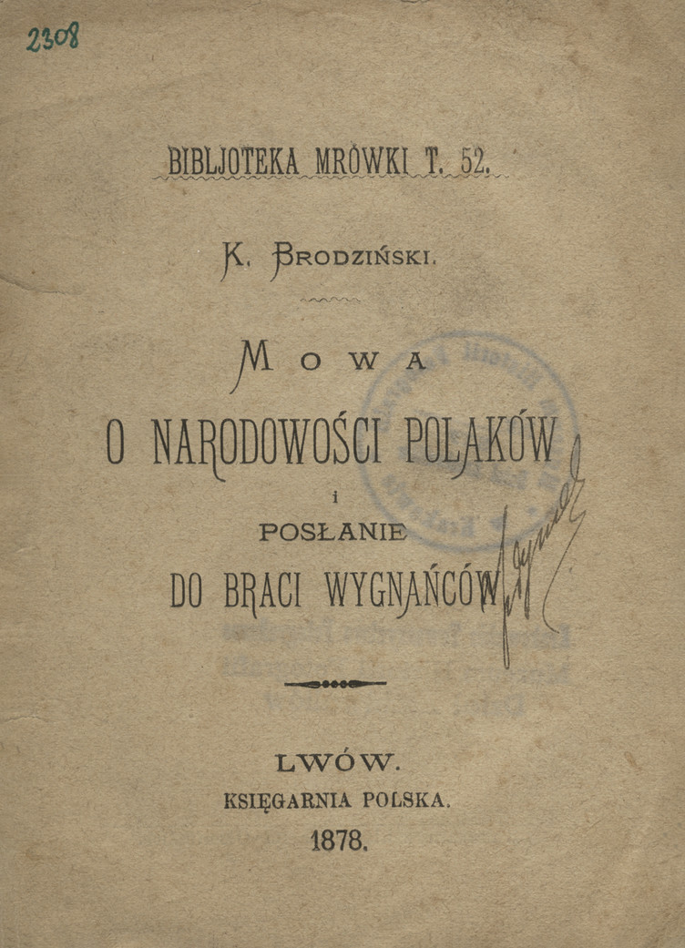 Mowa o narodowości Polaków ; i Posłanie do braci wygnańców