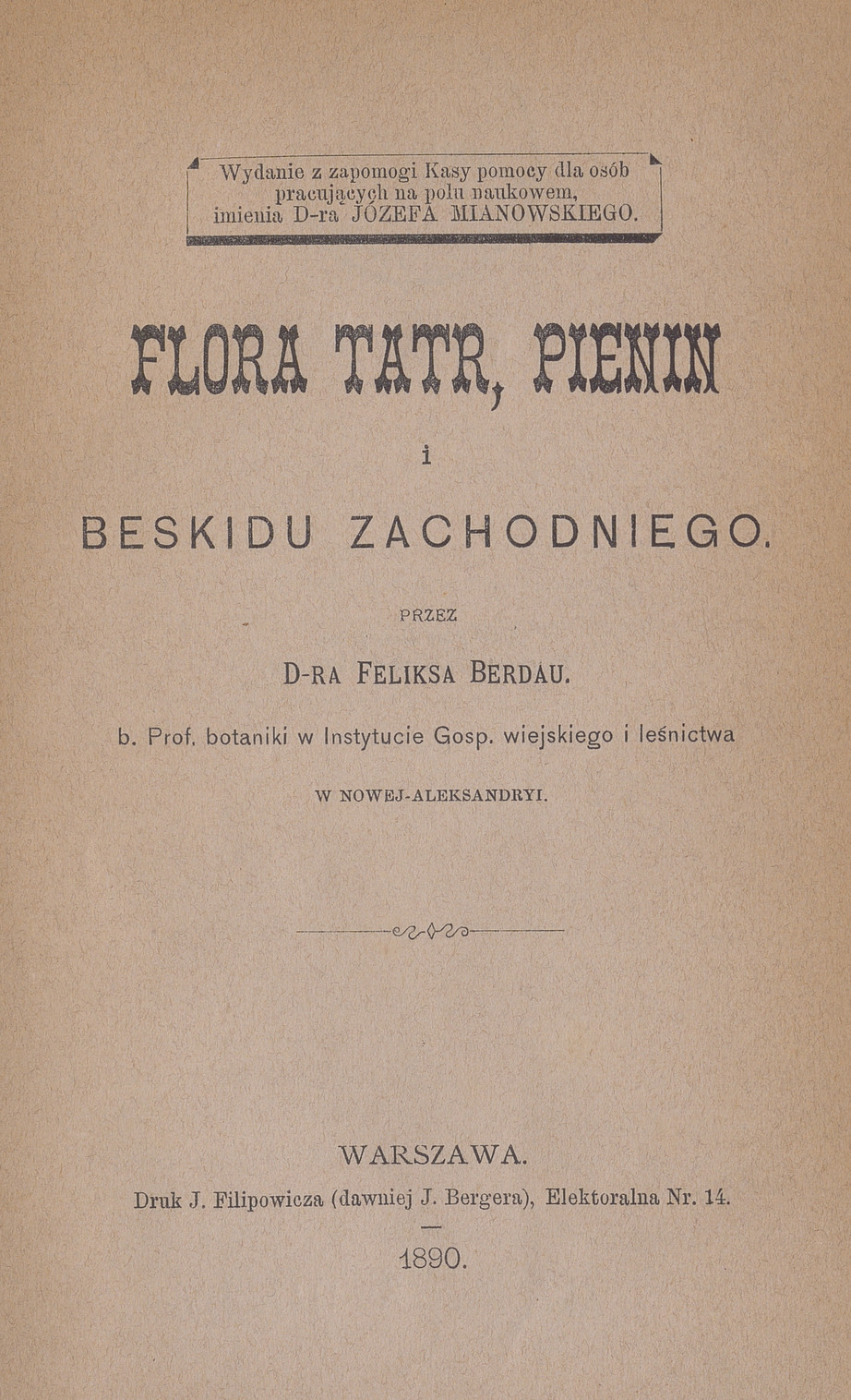 Flora Tatr, Pienin i Beskidu Zachodniego