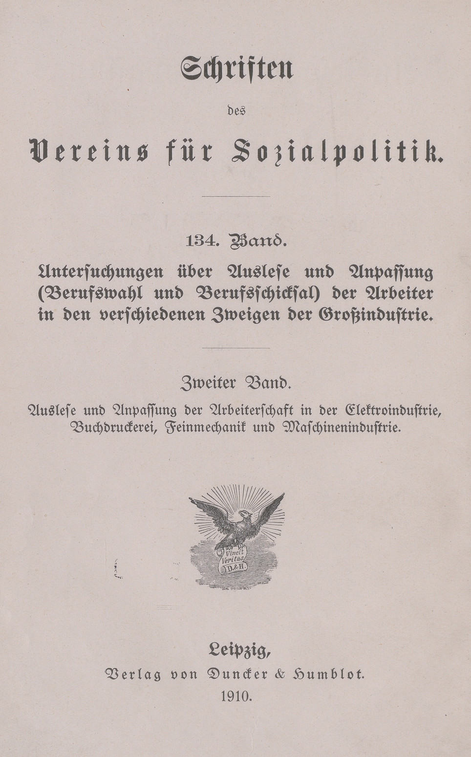 Auslese und Anpassung der Arbeiterschaft in der Elektroindustrie, Buchdruckerei, Feinmechanik und Maschinenindistrie