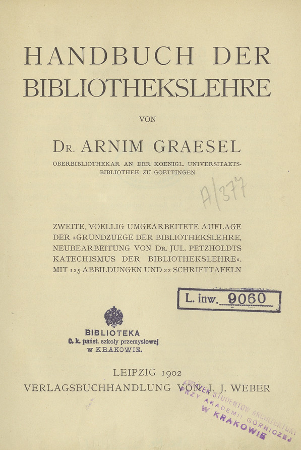 Handbuch der Bibliothekslehre