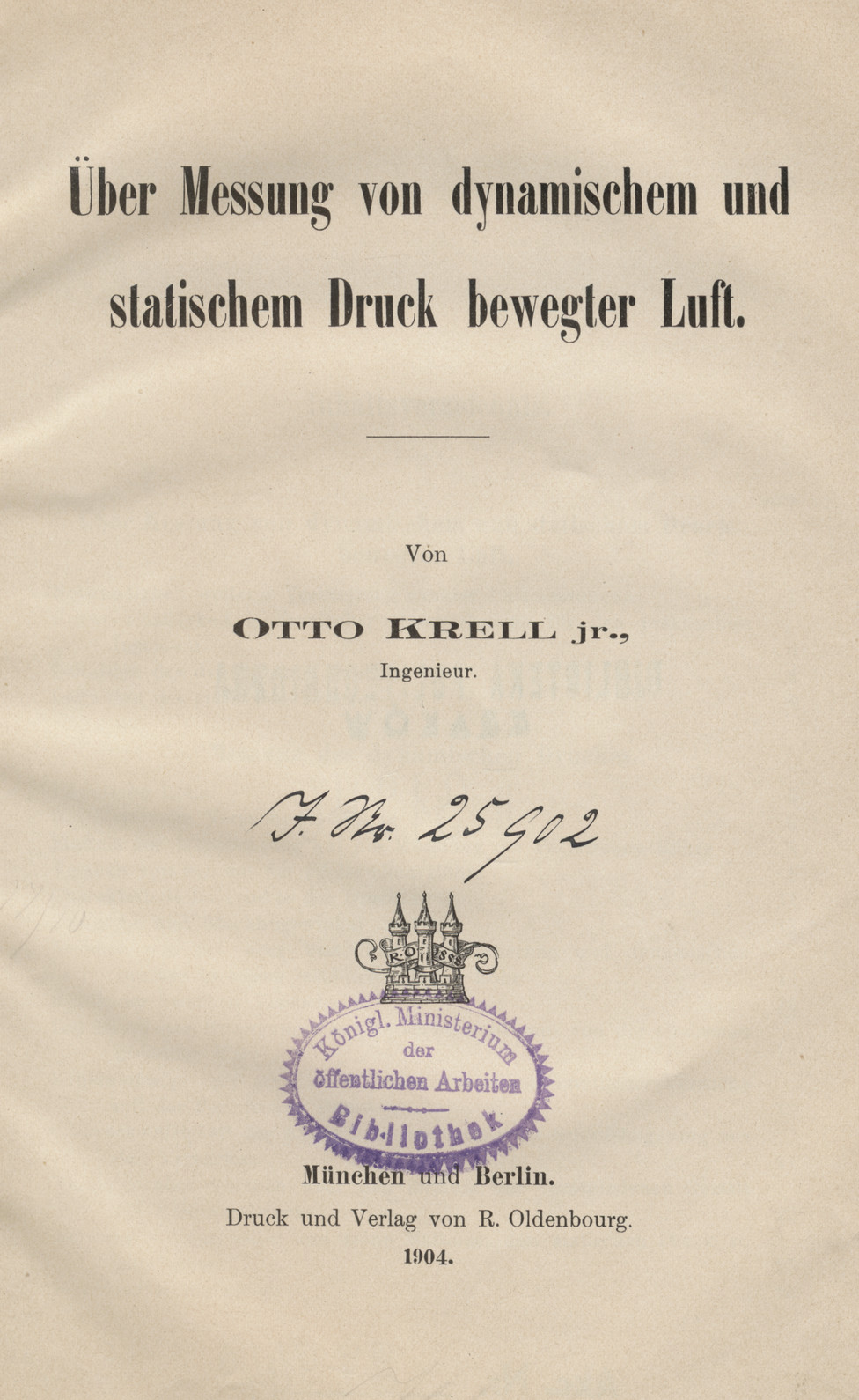 Über Messung von dynamischem und statischem Druck bewegter Luft