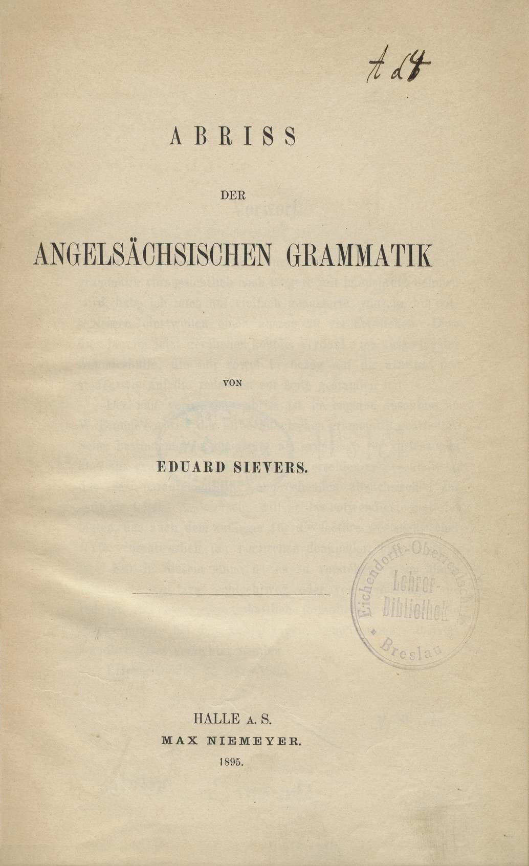 Abriss der angelsächsischen Grammatik
