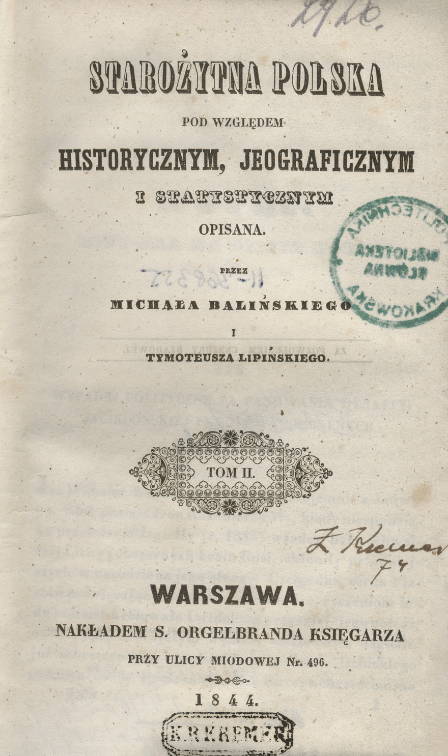Starożytna Polska : pod względem historycznym, jeograficznym i statystycznym. T. 2, [cz. 1]
