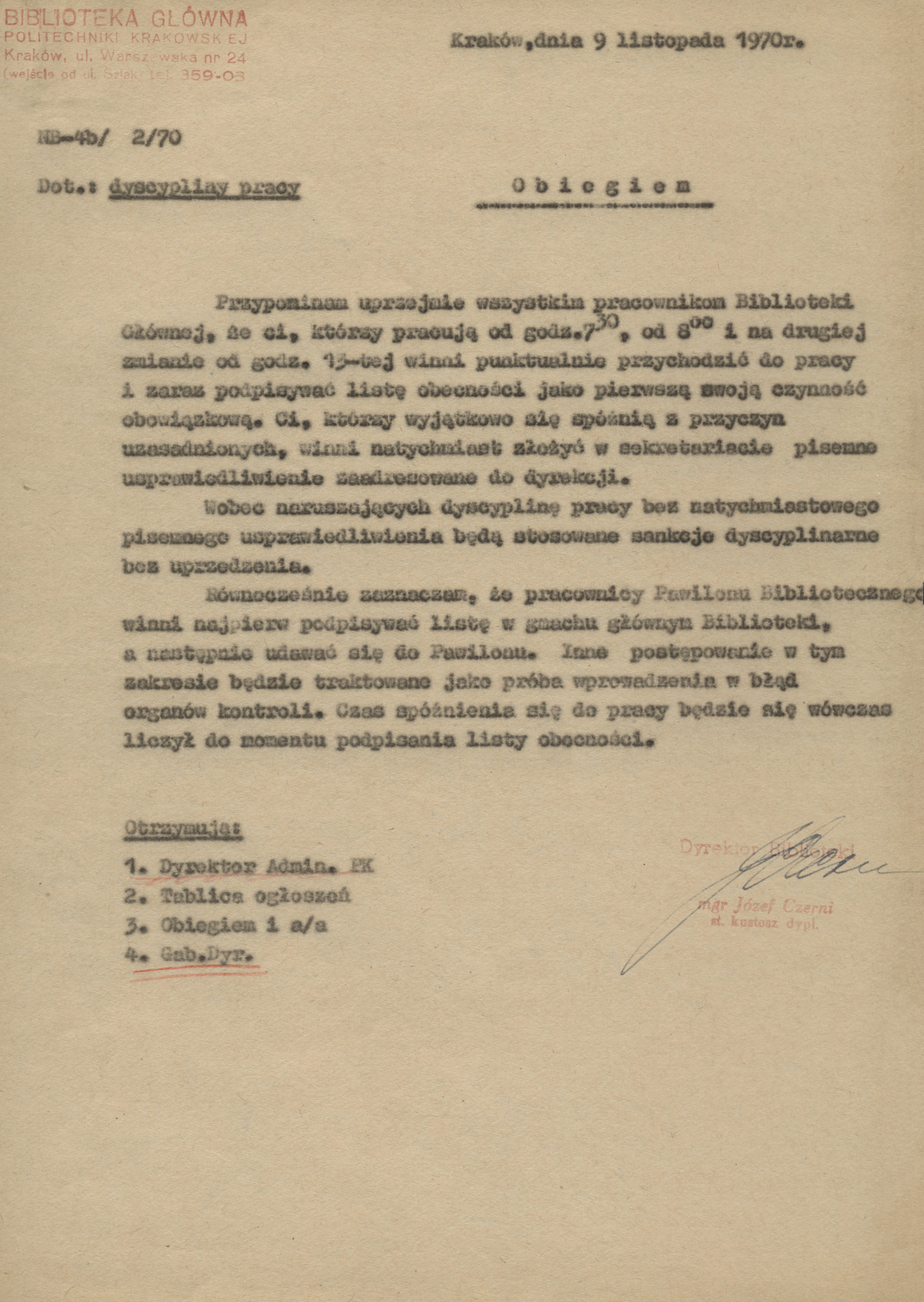 Obiegiem. Dot.: dyscypliny pracy