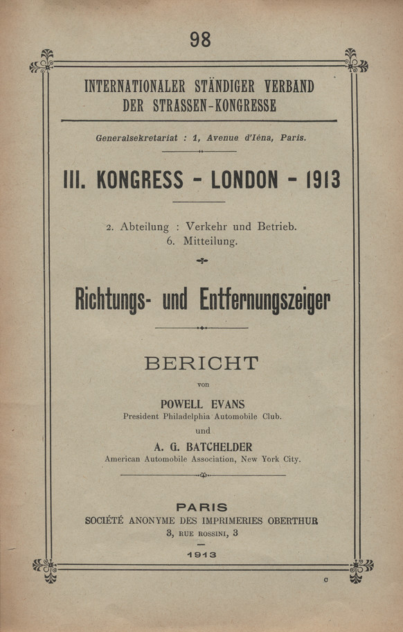 III. Kongress - London - 1913. Abt. 2, Verkehr und Betrieb. Mitt. 6, Richtungs- und Entfernungszeiger