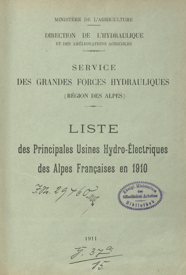 Service des grandes forces hydrauliques (Région des Alpes). T. 4, Ann. 1, Cartes